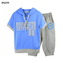 Акция; летние детские комплекты для мальчиков; толстовки с короткими рукавами и шорты; спортивные костюмы для От 7 до 16 лет детей