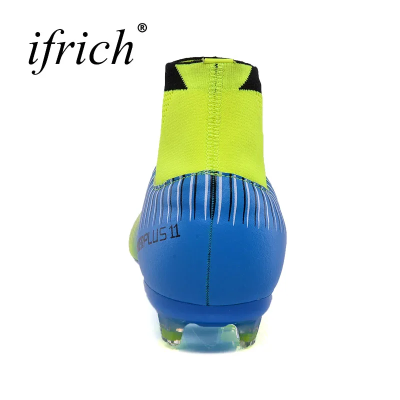 Ifrich 2017 High Ankle Football Boots for Men Kids Long Spikes Outdoor Soccer Shoes Men High Ankle Football Boots With Sock