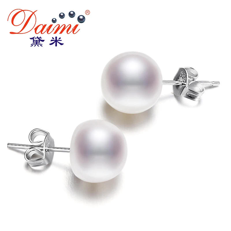 DAIMI 925 пробы серебряные серьги для женщин ювелирные изделия белые круглые с