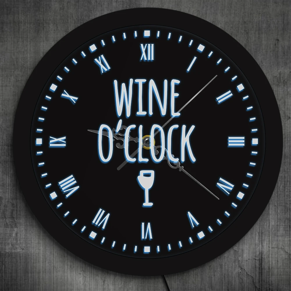 Wine Oclock Led Neon Sign Modern Wall Clock Winery Sign Kitchen Wall Watch Luminous Pub Bar Wine Lighting Decor Party Gifts Wall Clocks Aliexpress