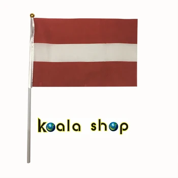 

100 PCS/ lot Promotion Wholesale Small Latvia Hand Waving National Flag 14*21cm #8 Polyester Flag Free Shipping