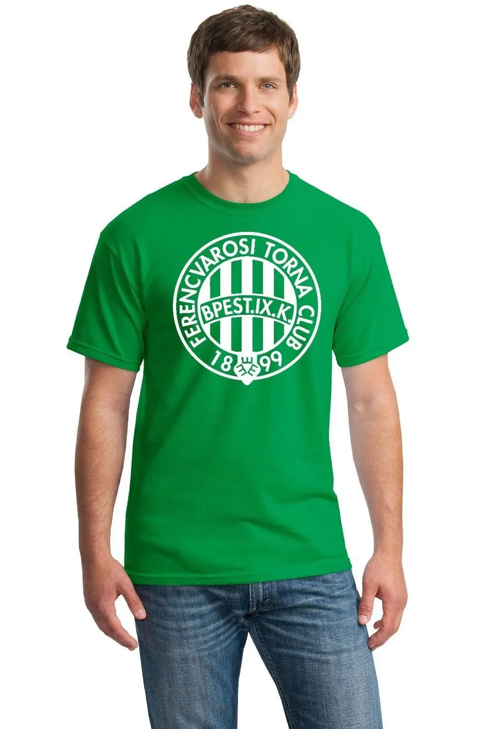 Ferencvaros Tc Budapest Hungary Ferencvaros футболка футбольная куртка мужские футболки мода Топ Футболка с круглым вырезом и принтом - Цвет: Зеленый