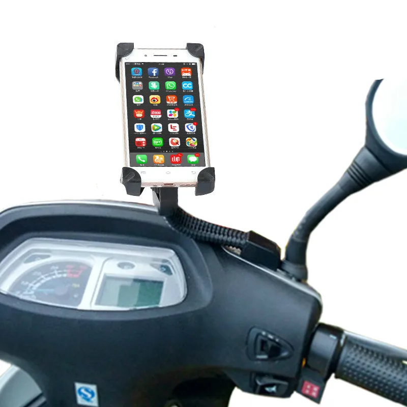

Universal Motorcycle Holder Rear View Mirror Phone Holder Motorbike Mount Stand Mobile Support for Moto for iphone Xiaomi HUAWEI
