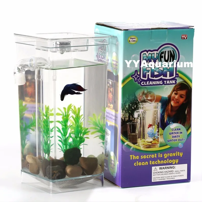 SQUARE ROUND SHAPE AQUARIUMS ACRYLIC MINI FISH TANK FOR SMALL FISH TROPICAL BETTA GUPPY