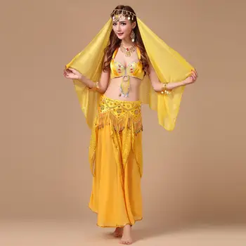 

Belly Dance Dress Women Suit Dancing Costume Set Sexy Bellydance Bra Long Skirt Belt Wear Tribal India Performance Competition