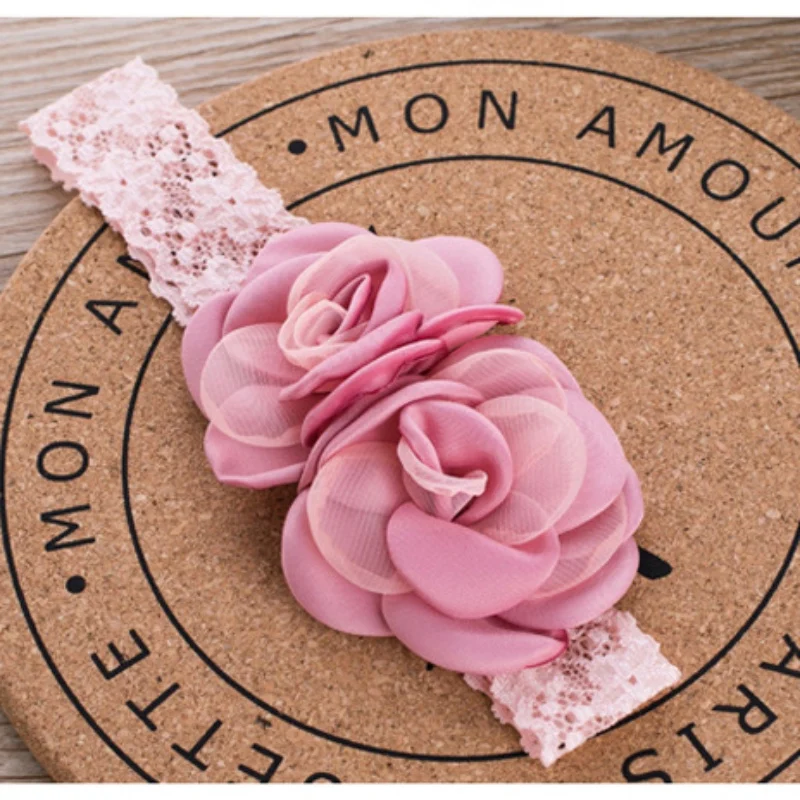 

Kids Hair Accessories Baby Flower Headwear Elastic Hair Band Infant Newborn Photo Props Lace Head 2019