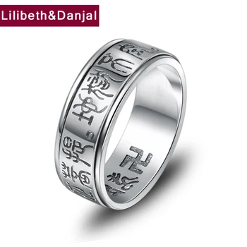 

Buddha Couple Ring 100% Real 925 Sterling Silver fine Jewelry for men women Rotatable Letter amulet Ring 2018 accessories R83