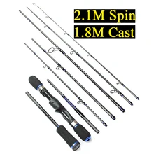 Самая дешевая 1,8 м 2,1 м спиннинговая литьевая Удочка из углеродного волокна 8 секций удочка для путешествий портативная многофункциональная Рыболовная Снасть
