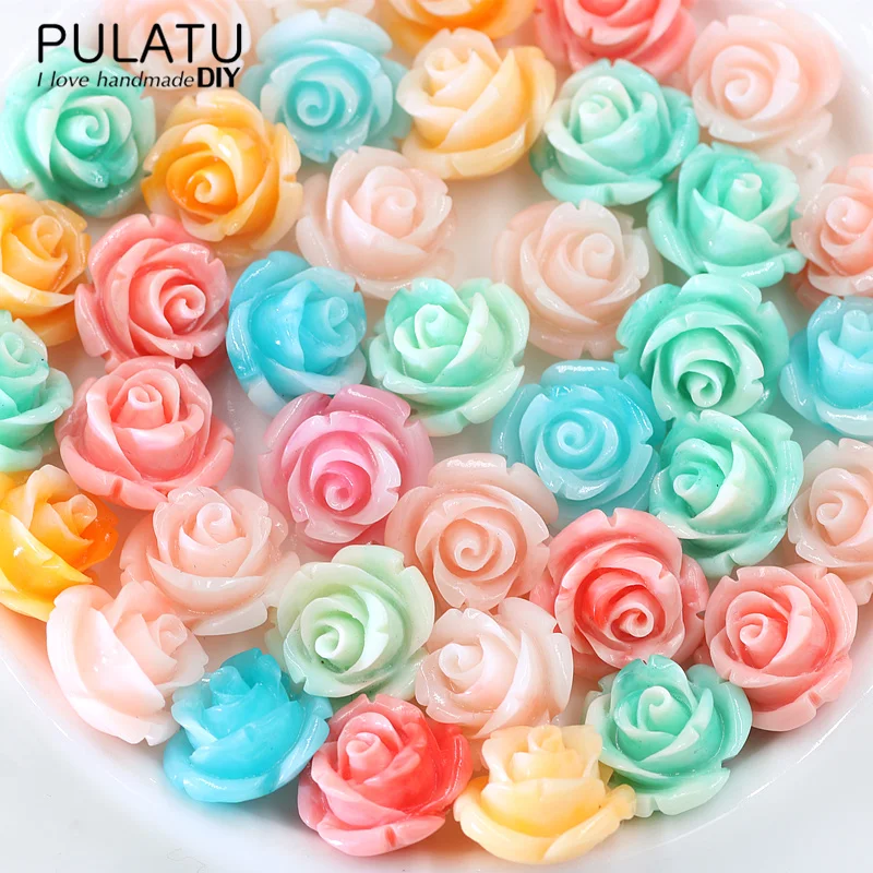 

10 pcs/lot 12mm Rose Flower Natural Stone Beads for Jewelry Making Coral Material DIY Bracelet Necklace Beads Accessories PJ0177