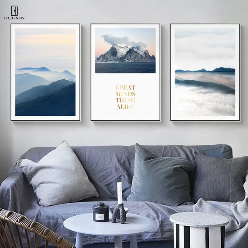 Modern Concise Style Decorative Of The Rolling Green Mountains Surrounded By The White Fog For Home Decor Paintings On Canvas Modern Concise Style Decorative Of The Rolling Green Mountains Surrounded By The White Fog For Home Decor Paintings On Canvas