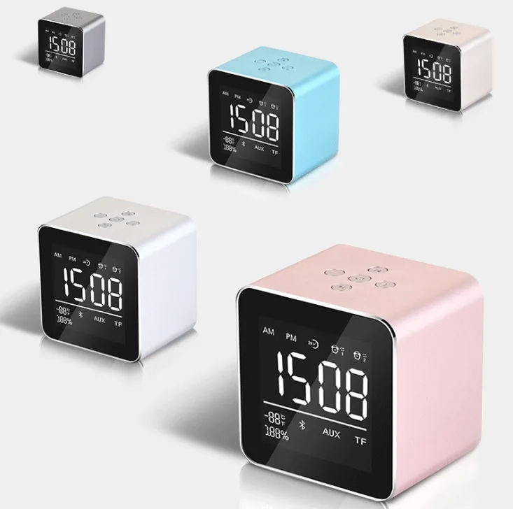 

LCD Screen Wireless Fm Radio Bluetooth Portable Speakers Alarm Clock Small Audio Tf Card Mini Subwoofer XDS-V9