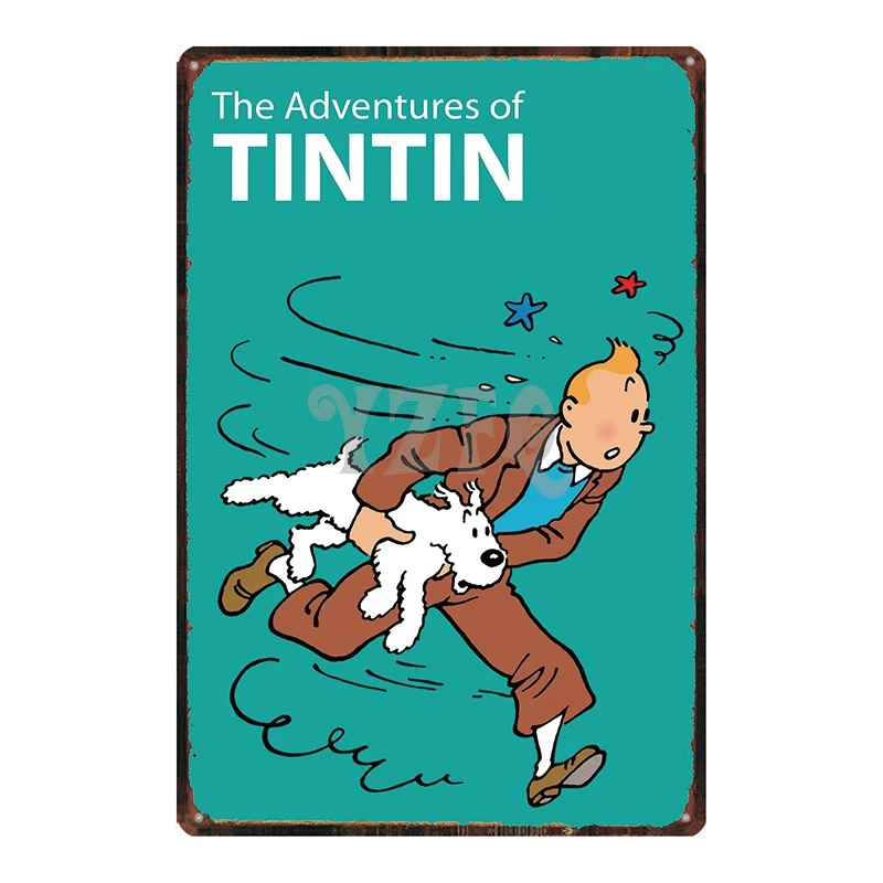 Tintin мультфильм жестяная вывеска металлическая пластина железная живопись детская комната настенный бар кофе домашнее искусство Ремесло Декор 30X20 см DU-2548