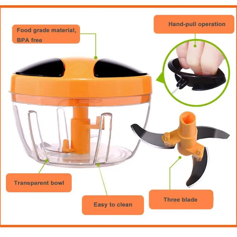 PET Manual Chopper Household Vegetable Chopper Hand Pull Fruit Grinder Multifunction Food Processor Meat Machine Crusher Blender hand pull design manual meat grinder garlic grinder food chopper