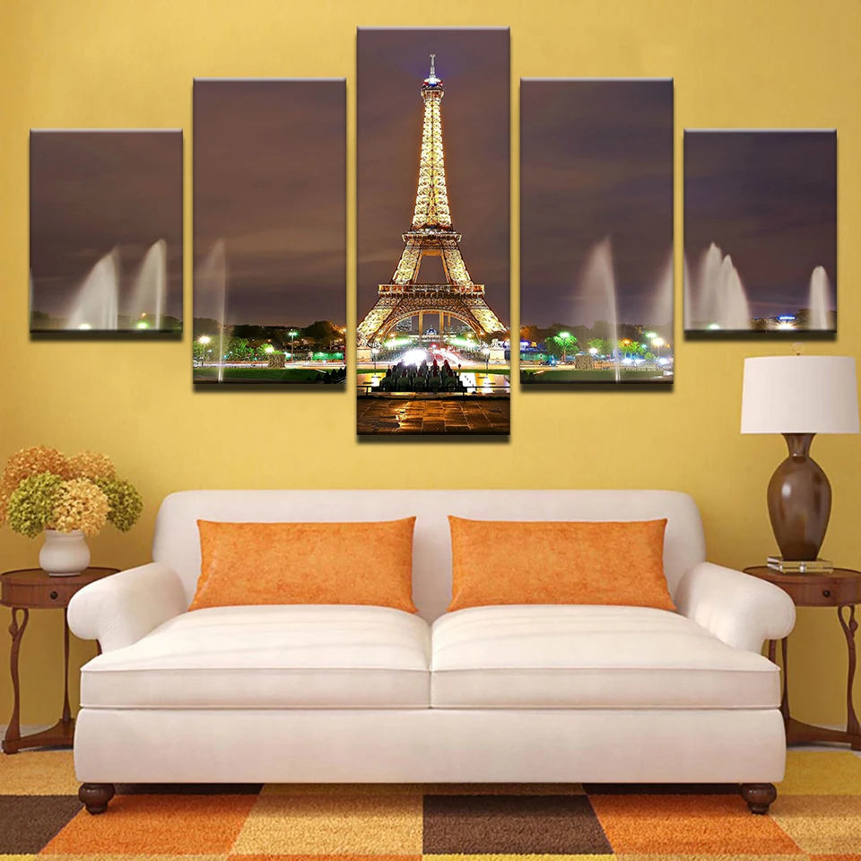 

Wall Art Modular HD Printed Frame Pictures Modern Poster Home Decor 5 Panel Paris Tower Landscape Living Room Canvas Painting