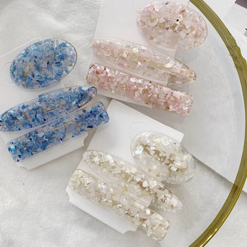 

2019 Korea Pink Shell Hairpins Vintage Geometric Oval Hair Clips Hair Accessories for Women Japan Chic Hairgrip Barrettes