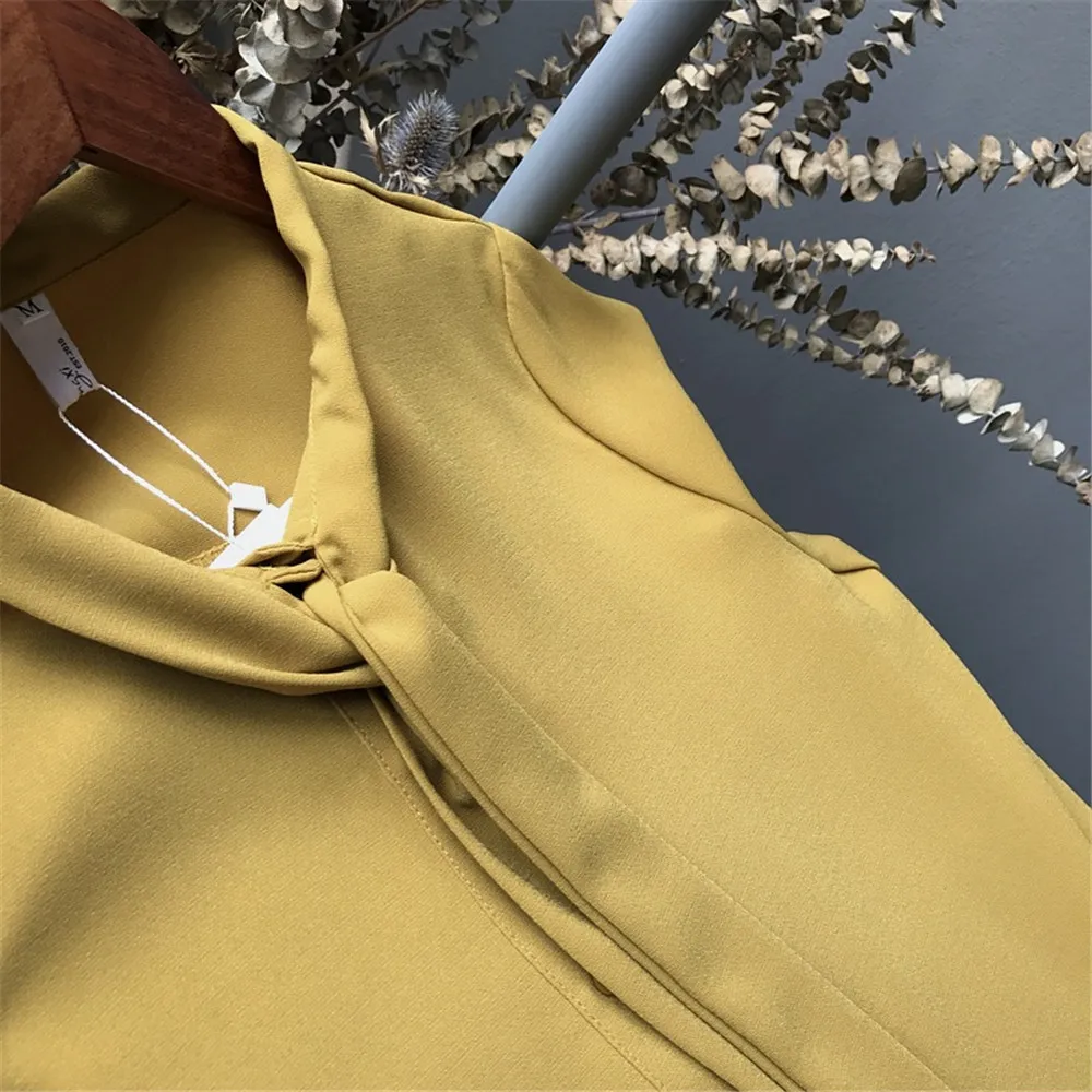 High quality Casual Chiffon Women blouse shirt Lantern Sleeve Office Work Shirts Blouse Solid Elegant Loose Tops Blusas (12)