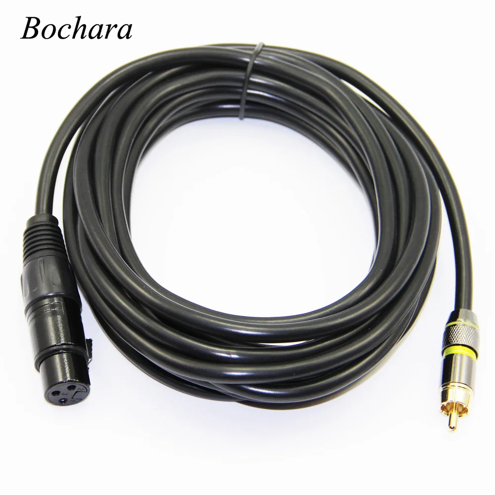 Позолоченный кабель Bochara XLR мама RCA папа двойное экранирование (фольга + плетеная