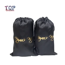 Пользовательский логотип женский парик сумка для хранения подарочная сумка Блестящий Золотой Черный Шелковый шнурок карман для волос упаковка атласные сумки с кисточками