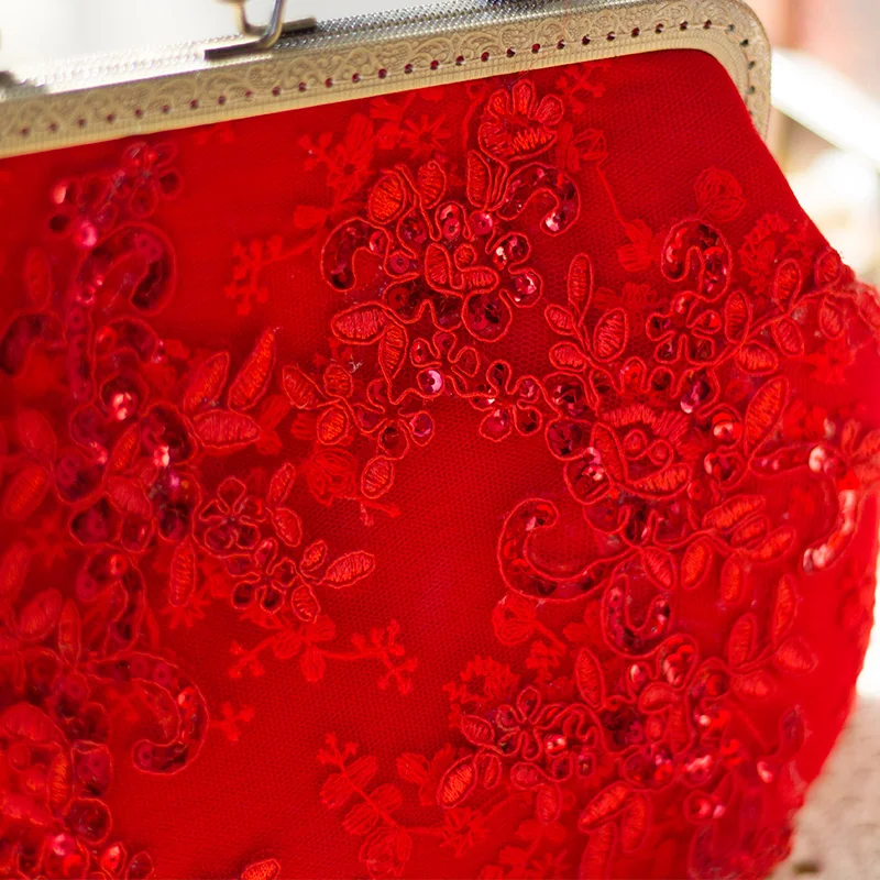 Angelatracy вечерние сумки ручной работы для Для женщин Красные кружевные вечерние Для женщин клатч роскошные сумки Blingbling Винтаж застежка
