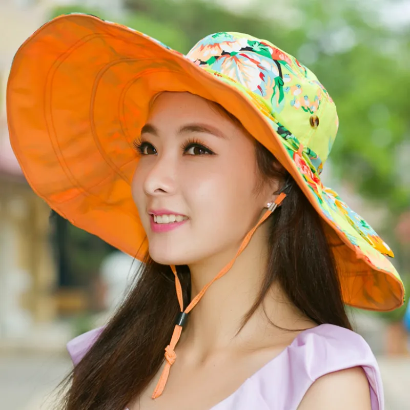 النساء الشمس الظل قبعة الصيف واسعة حافة الشاطئ قبعة الشمس حماية القبعات طوي شاطئ البحر في الهواء الطلق عطلة قبعات لا تغطي الرأس بالكامل H3185