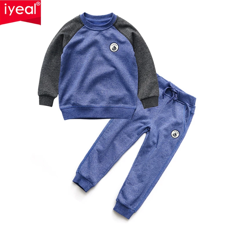 

IYEAL 2019 New Kids Clothes Sets Sport Suits Autumn Winter Children Boys Pullover Hoodies + Long Pants Tracksuits for 4-12 Years