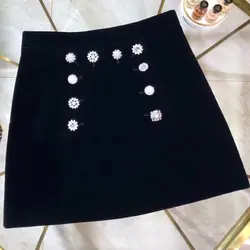 Трапециевидная мини-юбка для женщин Элегантный принт Модный черный Высокое качество юбки для леди вечерние 2019 Новые OL стиль женские юбки