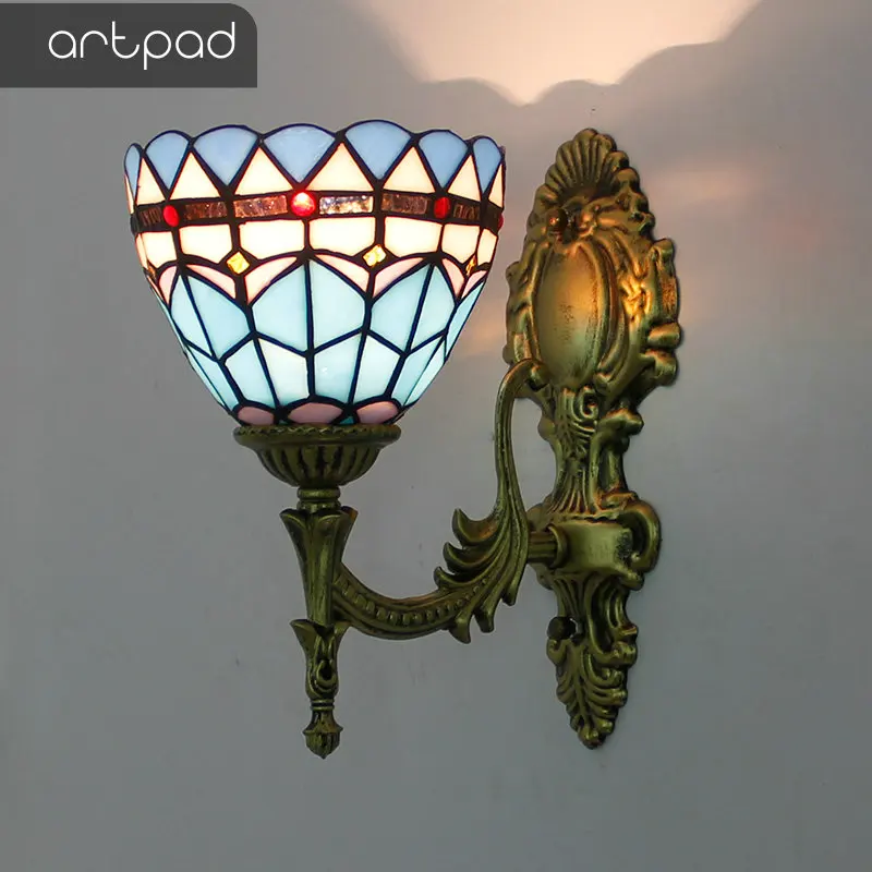  Artpad Baroque Vintage Turkish Wall Lamp Bedroom Aisle Corridor Bathroom Stained Glass Lampshade Bu - 32970006794