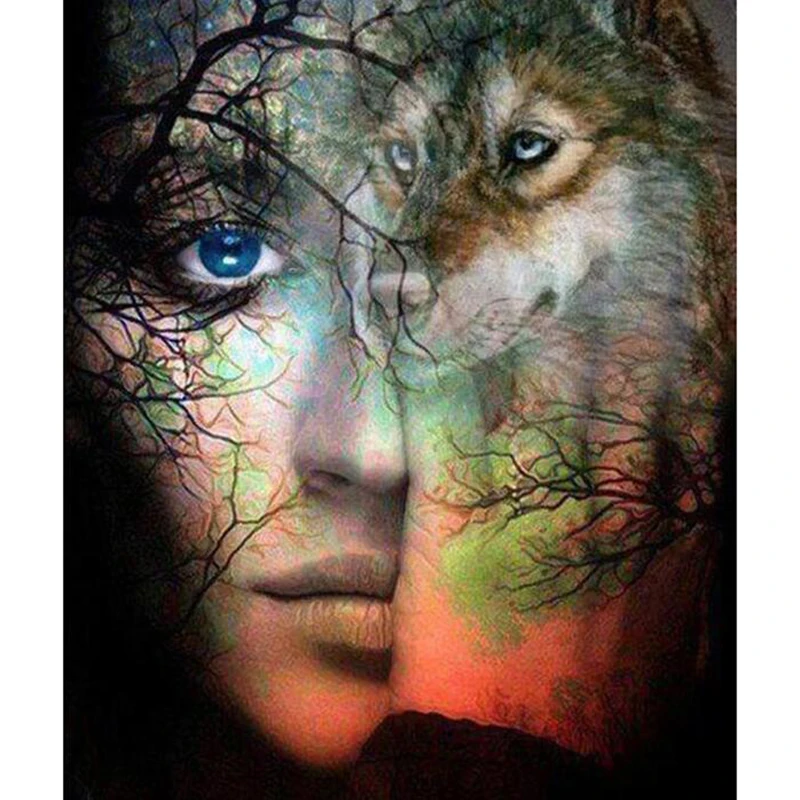 

NEW Full Diy Diamond Embroidery Girl Wolf King 3D Diamond Picture Square/Round Mosaic Rhinestones Diamond Painting Gift L553