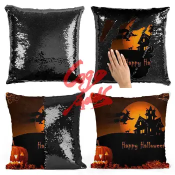 

Halloween Mermaid Sequin Pillow Case Magical Color Changing Reversible Car Sofa Cushion Covers Home Decor Decorative Pillowcase