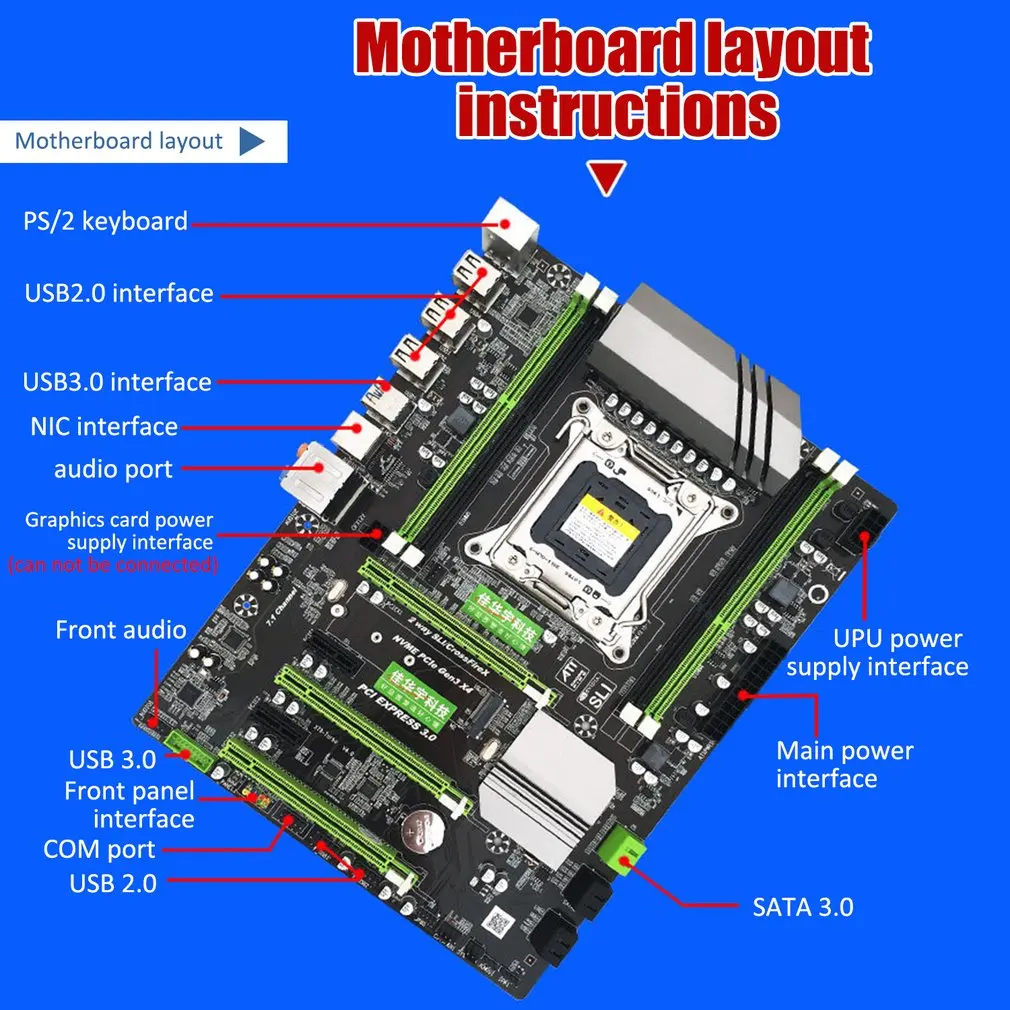 X79 motherboard DDR3 V4 version LGA2011 pin large heat sink Gigabit network card m.2 high speed hard disk interface