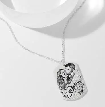 

Women's Photo Engraved Tag Necklace With Engraving Silver - Print on Demand for Shopify Dropshipping