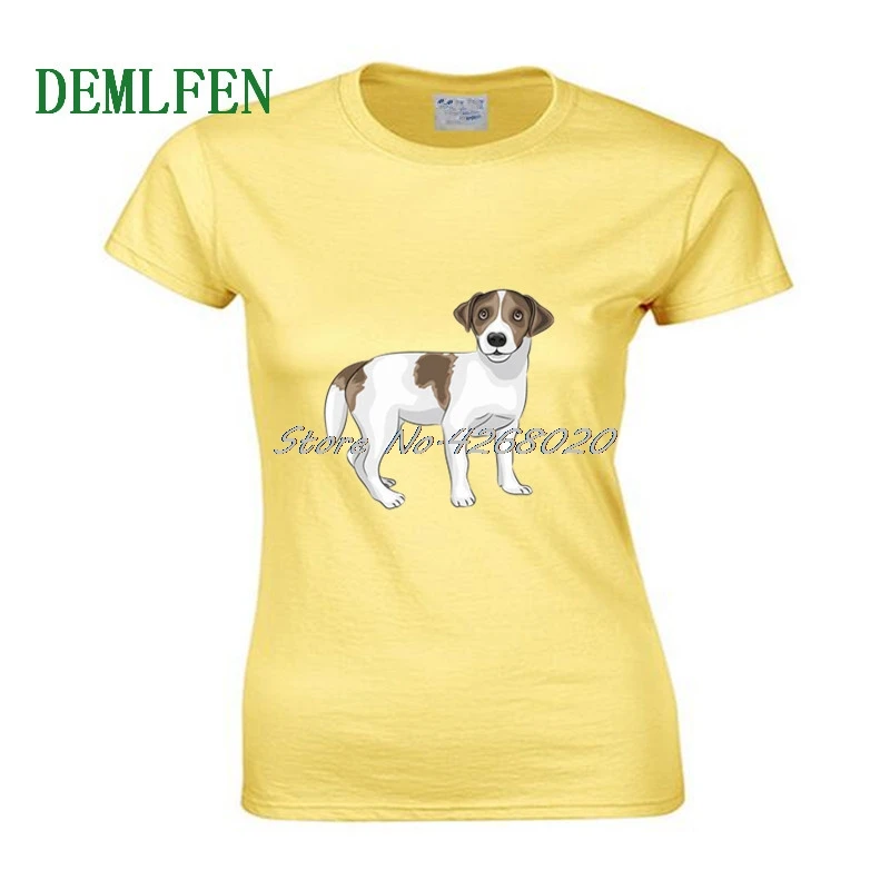 

Fashion Cartoon Colored Jack Russell Terrier Dog Print T-shirt Casual Women Cotton Short Sleeve T Shirt Summer Girl Tees Tops