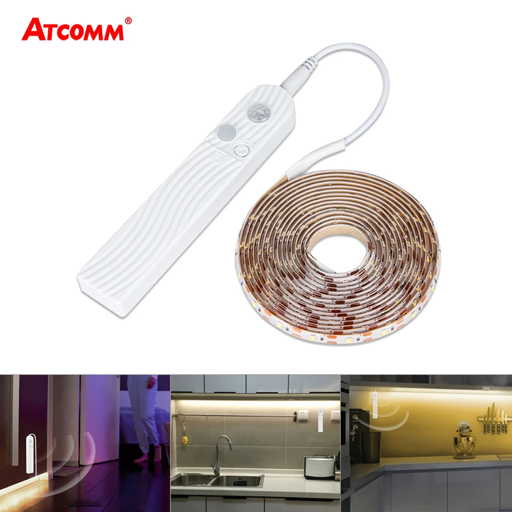 

RGB Flexible PIR Motion Sensor LED Night Light 2835 SMD 1M 2M 3M Portable Timing Function Wall Lamp For Stairs Wardrobe Kitchen