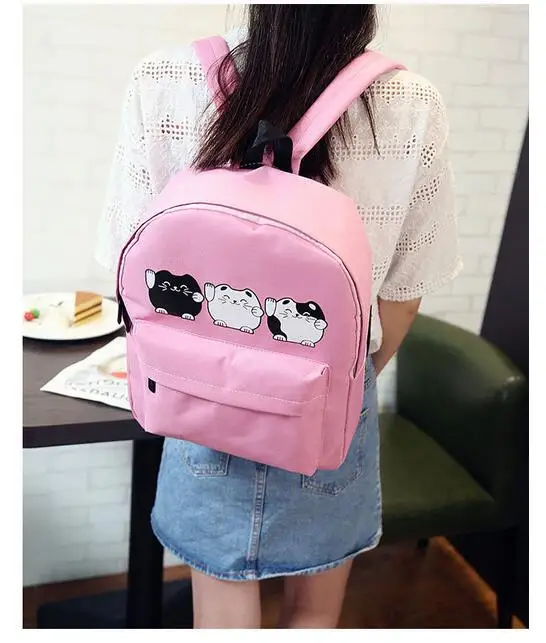 

Fedex 10 pieces Lovely three Cat Printing Canvas Backpack School Bags For Teenagers Ladies Casual Cute Rucksack Bookbags