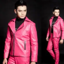Красный; косая застежка на молнии; модные сапоги в панковском стиле, Мотоциклы pu куртка из искусственной кожи для мужчин певица 1 мужские кожаные куртки и пальто адаптируемые под требования заказчика