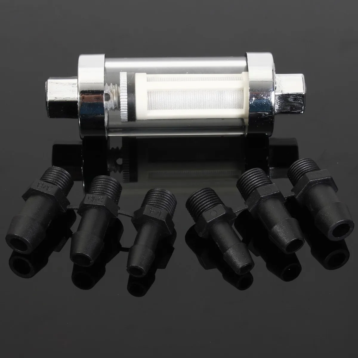 High quality new style chrome plated clear view glass inline fuel filter with plastic abarbed end for motorcycle-in Oil Filters from Automobiles ...