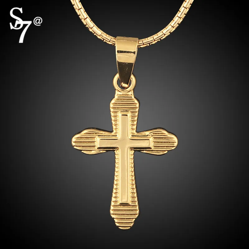 Unique Design Gold Cross Pendant Trendy Christian Cross Necklace Women