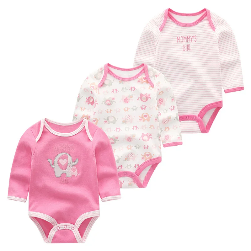 3 шт./лот одежда для малышей комбинезон новорожденный инфантил одежда roupas de bebe с длинными рукавами костюмы для малышей Детские пижамы сдельник для ребенка - Цвет: Baby Girl Clothes