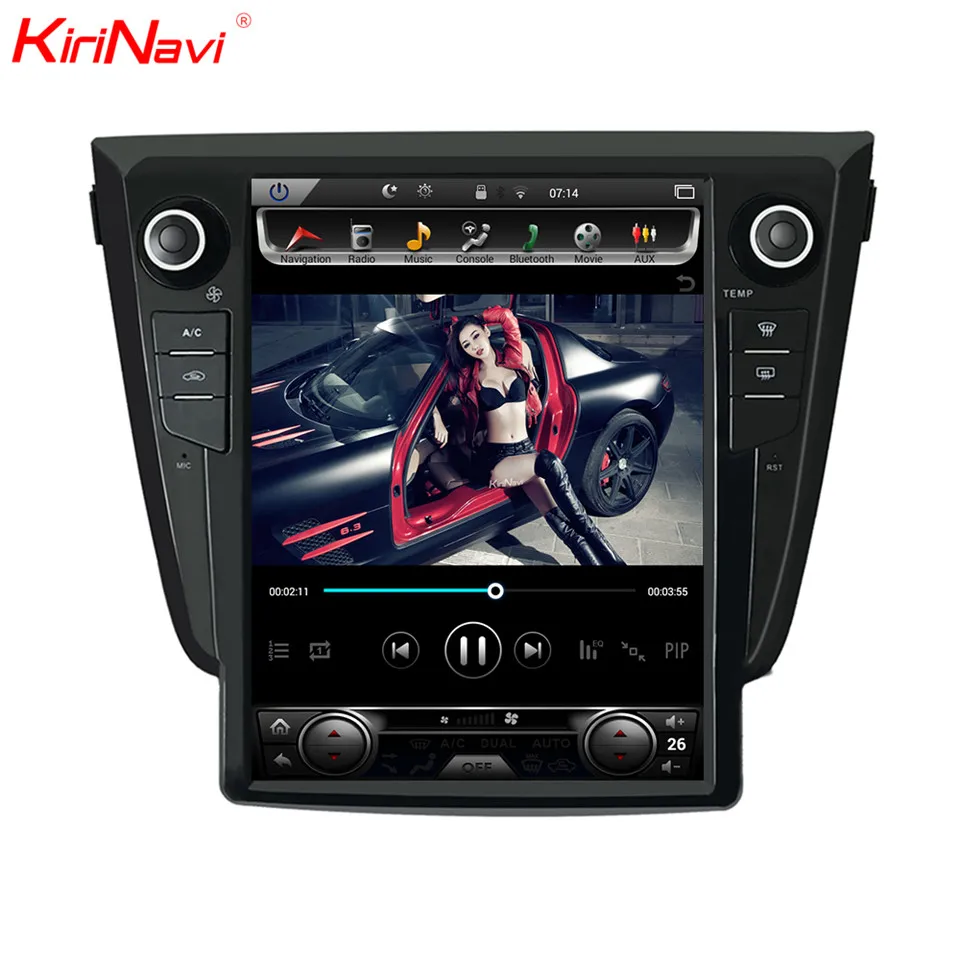 Perfect KiriNavi Telsa Style Vertical Screen 1 Din Android 8.1 12.1" Car DVD Radio For Nissan Qashqai X trail Auto GPS Navigation WIFI 2