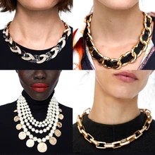 JUJIA 4 дизайн ZA чокер ожерелье Мода искусственный жемчуг чокер, ожерелье, подвеска ожерелье массивные ювелирные изделия ожерелье и кулон