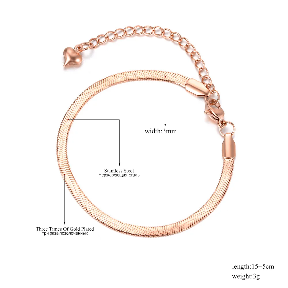 Lokaer, Новое поступление, образец ювелирных изделий из нержавеющей стали, цепочка в виде змеи, тонкий браслет, розовое золото/золото, подарок на Рождество, B18075