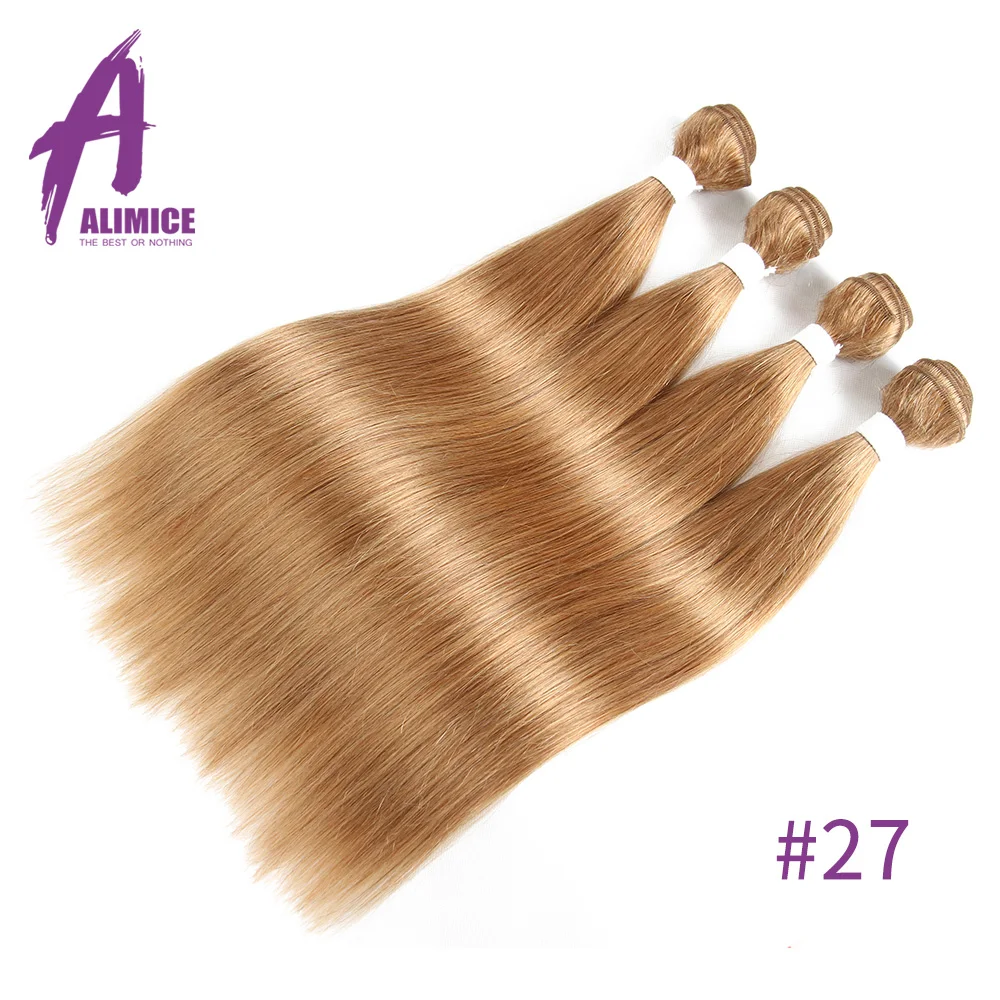 Alimice Peruvian Straight Hair Bundles Human Hair Extensions 4Bundles #1B#4#27#30#33#99Burgundy Ombre Hair 8-26inches Remy (4)