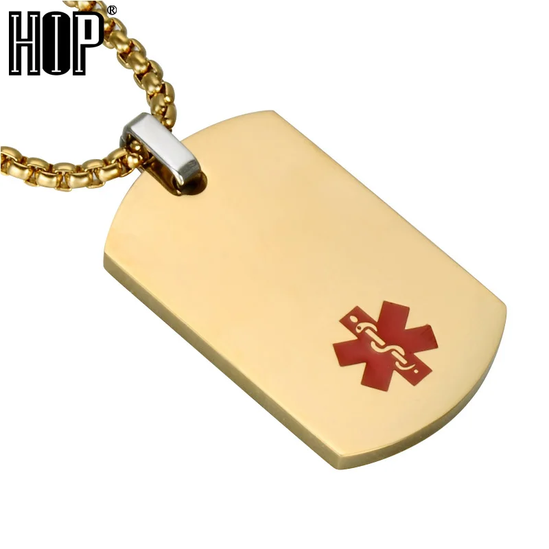 Buy HIP Gold Color Medical Alert ID Pendant & Necklace