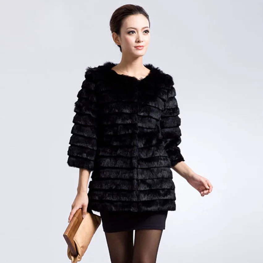

Fur Story 010109 Winter Fall New Arrival Long Style Women's Real Rabbit Fur Coat Full Pelt Natural Fur Coat Female