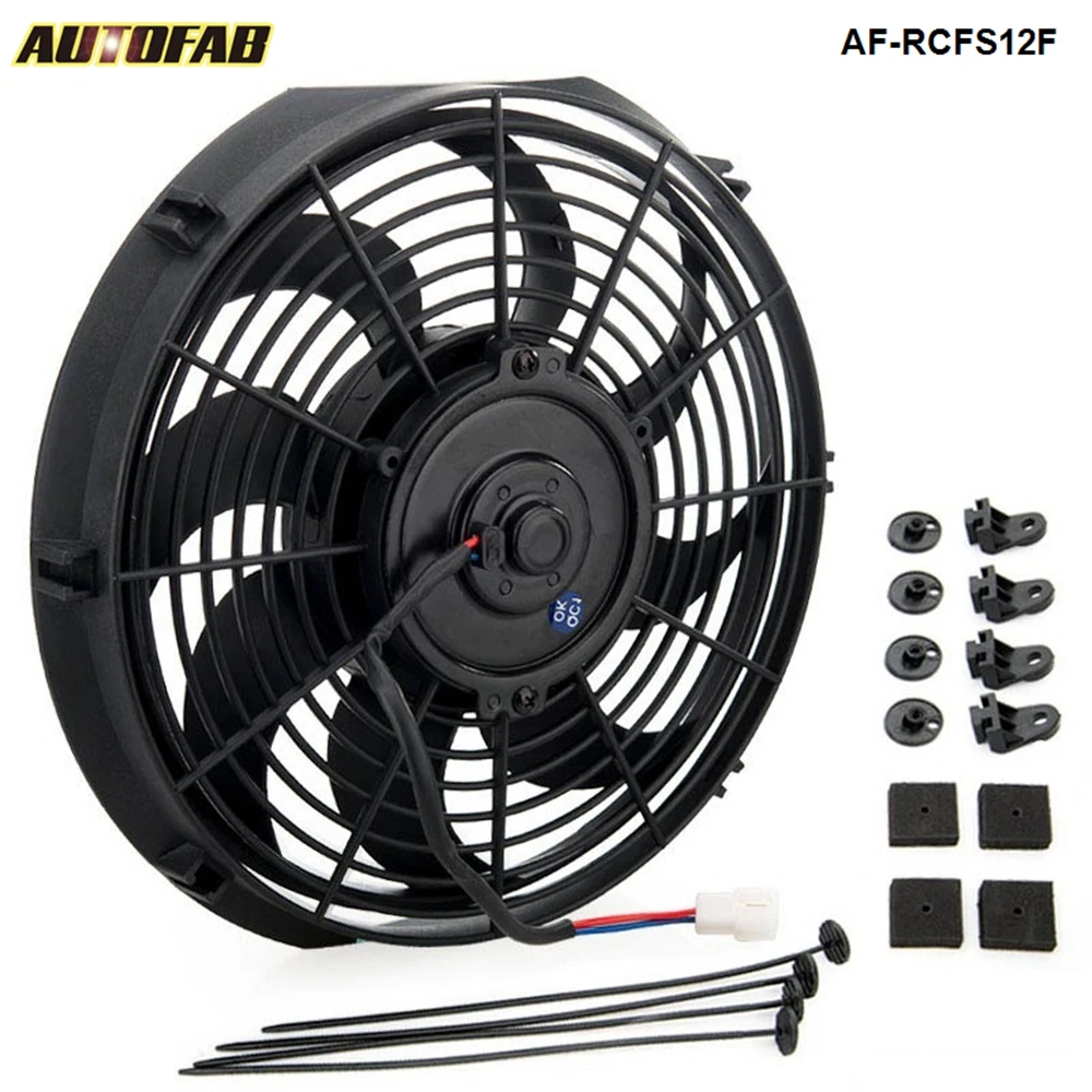 

Racing Car Universal 12V 12" Electric Fan Curved S Blades Radiator Cooling Fan AF-RCFS12F