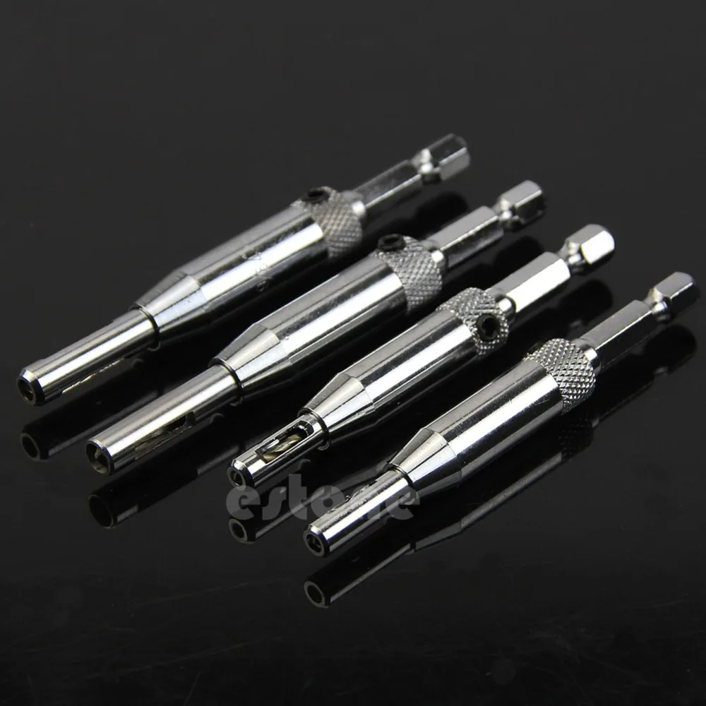 

4x HSS Self Centering Hinge Drill Bits Set Door Cabinet 5/64" 7/64" 9/64" 11/64"