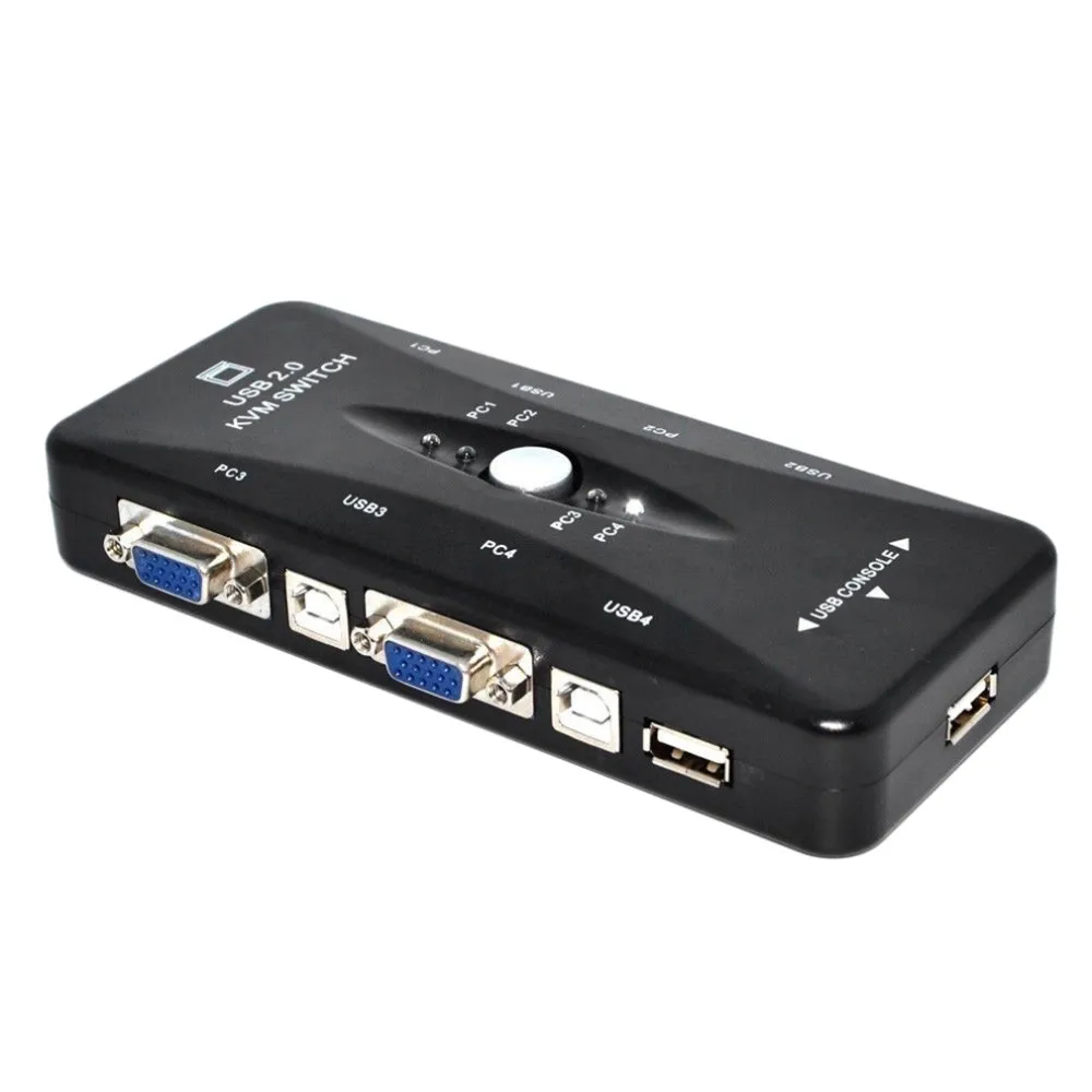 4-портовый концентратор USB 2,0 KVM VGA/переключатель SVGA Box адаптер подключается к принтеру Интеллектуальная клавиатура мышь 4 компьютера