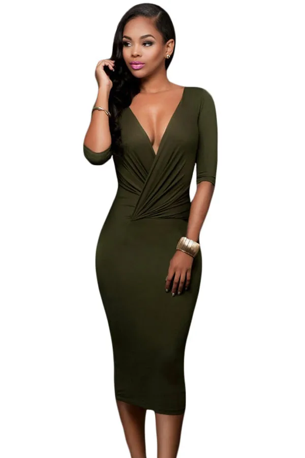 tight midi dress with sleeves