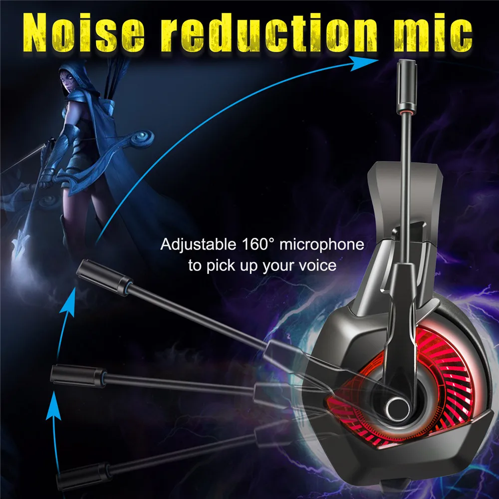 ONIKUMA K6 Gaming Headset casque Stereo Game Headphones Earphone with Microphone RGB LED light for Computer PC PS4 Gamer (2)