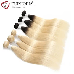 Brazilian 100% Remy Hair Weave Bundles EUPHORIA Ombre Black Honey Blonde 613 Color Straight Human Hair Bundles Weft Extensions Brazilian 100% Remy Hair Weave Bundles EUPHORIA Ombre Black Honey Blonde 613 Color Straight Human Hair Bundles Weft Extensions